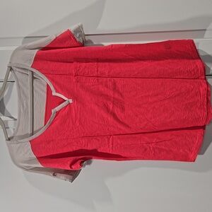 Express Split V-Neck Two Tone Tee Shirt
